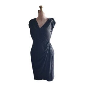 Berydress V-Neck Faux Black Wrap Dress Sz M